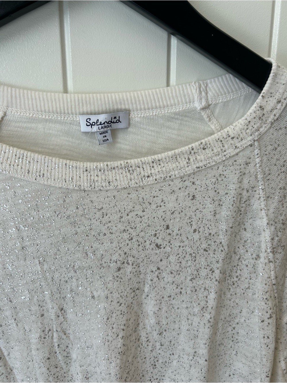 Splendid white Speckled Metallic Crewneck Sweatshirt